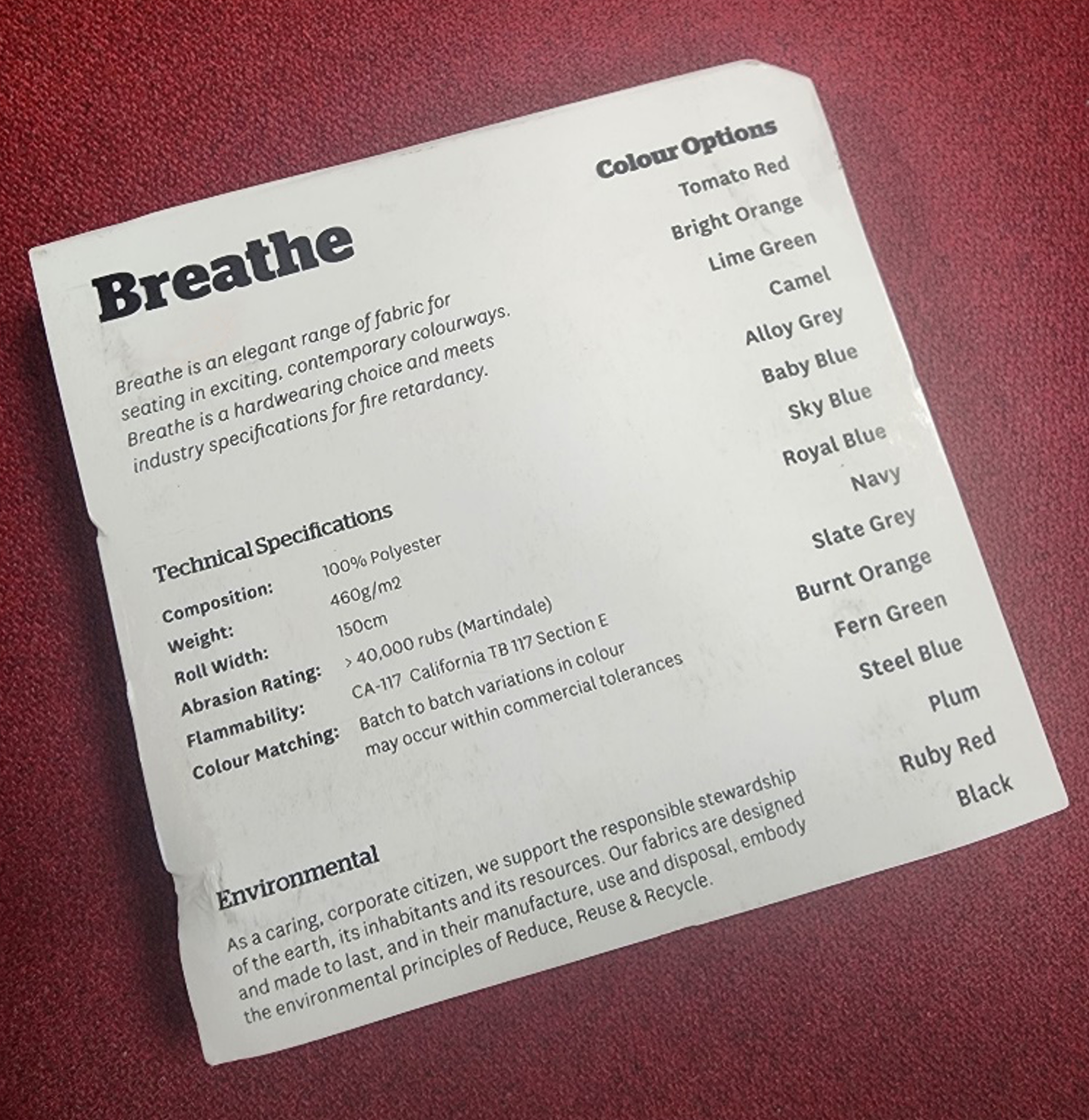 Breathe Spec Sheet