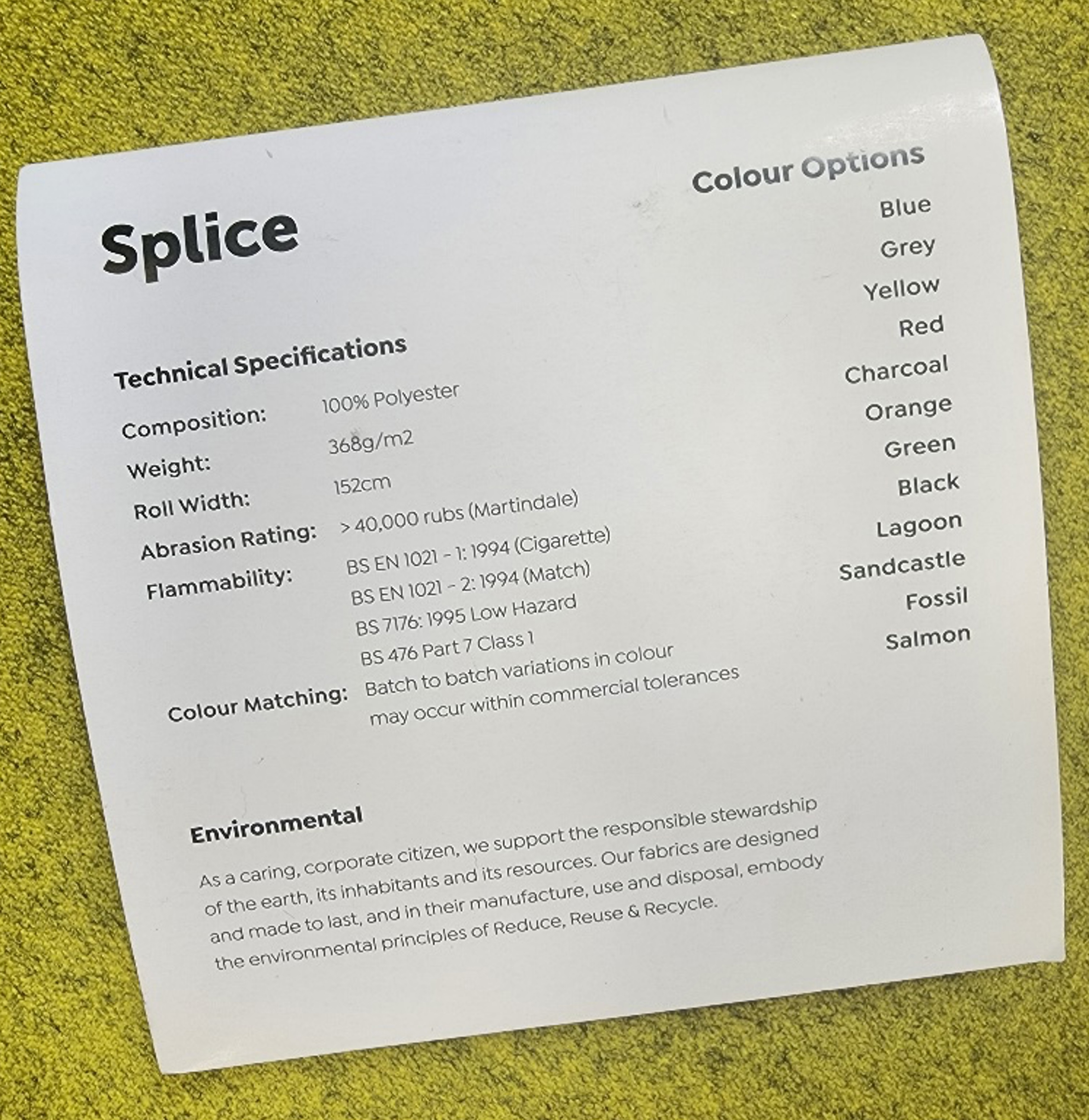 Splice Spec Sheet