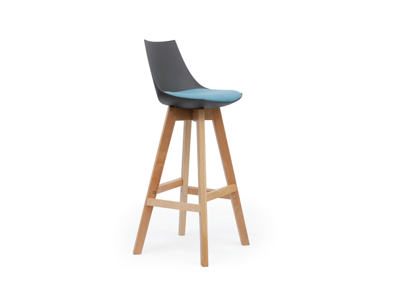 Luna Black Barstool with Oak Base 1
