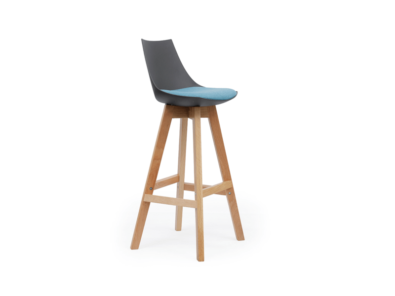 Luna Black Barstool with Oak Base