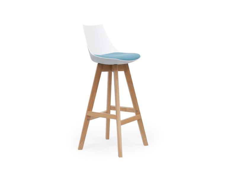 Luna White Barstool with Oak Base