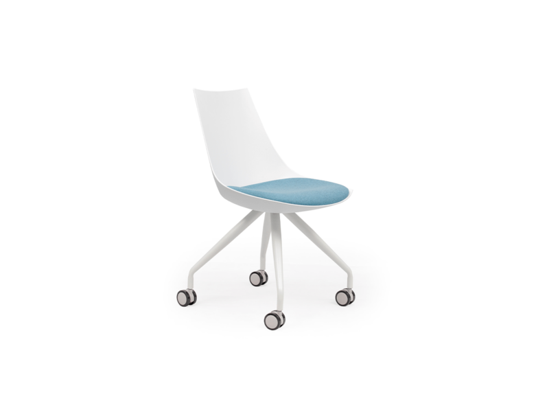 Luna White Chair with Castor Base