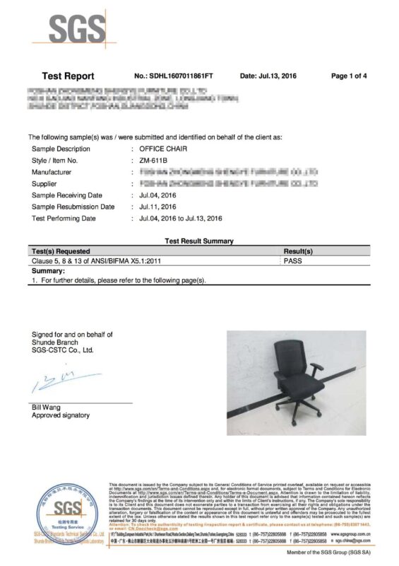 BIFMA Motion Sync Chair pdf