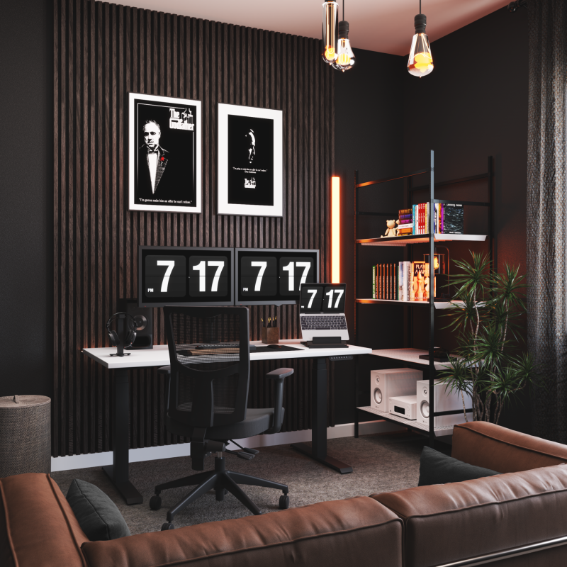 AgileMotion and MotionSync Ebony Wooden Slats Home Office Ebony