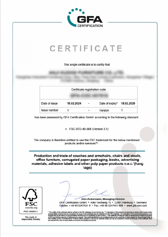 FSC certificate