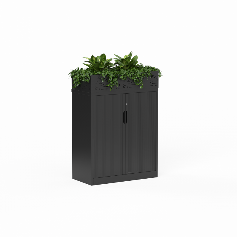02 Tempo Tambour Cabinet 1020 x 900 x 450 with Planters Black