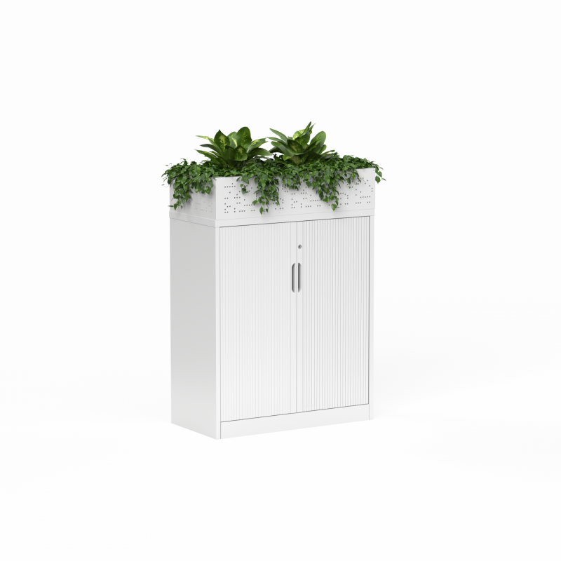 02 Tempo Tambour Cabinet 1020 x 900 x 450 with Planters White