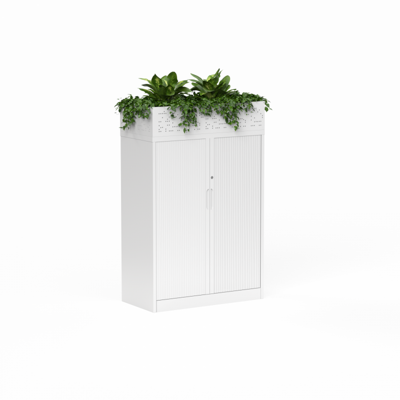 02 Tempo Tambour Cabinet 1200 x 900 x 450 with Planters White